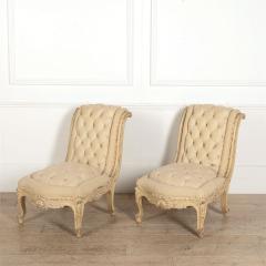 Pair of French Tufted Slipper Chairs - 3604820