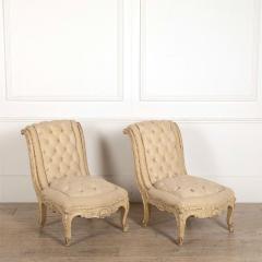 Pair of French Tufted Slipper Chairs - 3604823