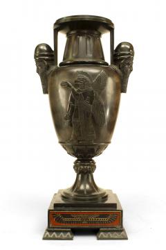 Pair of French Victorian Black Marble and Bronze Urns - 4200721