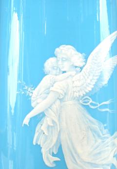 Pair of French Victorian Blue Opaline Angel Vases - 4652697