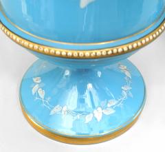 Pair of French Victorian Blue Opaline Angel Vases - 4652700