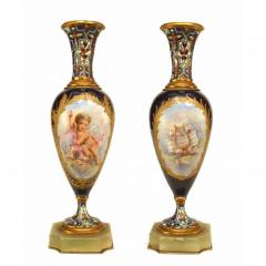 Pair of French Victorian Blue Sevre Porcelain Vases - 4660073