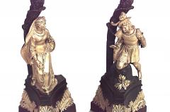 Pair of French Victorian Bronze Dore Figural Candelabras - 4630392
