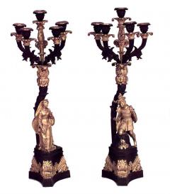 Pair of French Victorian Bronze Dore Figural Candelabras - 4631286