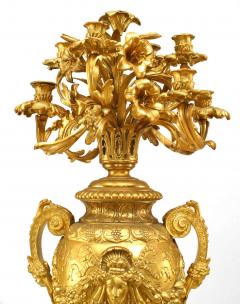Pair of French Victorian Bronze Dore Urn Shaped Candelabras - 4200313