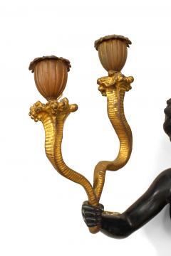Pair of French Victorian Bronze Figural Wall Sconces - 1398701