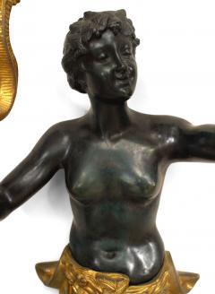 Pair of French Victorian Bronze Figural Wall Sconces - 1398702