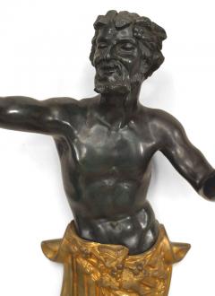 Pair of French Victorian Bronze Figural Wall Sconces - 1398703
