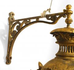 Pair of French Victorian Bronze Paneled Wall Lanterns - 4169037