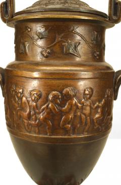 Pair of French Victorian Bronze Patinated Urns - 4198805