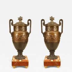 Pair of French Victorian Bronze Patinated Urns - 4260591