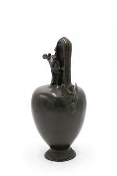 Pair of French Victorian Bronze Satyr Pitchers - 4201507