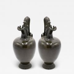 Pair of French Victorian Bronze Satyr Pitchers - 4297837