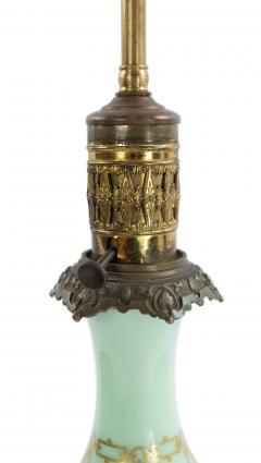 Pair of French Victorian Celadon Glass Table Lamps - 4639994