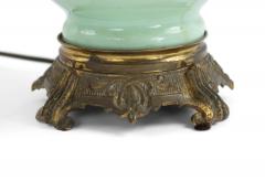 Pair of French Victorian Celadon Glass Table Lamps - 4639996