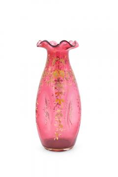 Pair of French Victorian Cranberry Glass Vases - 4668523