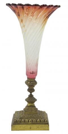 Pair of French Victorian Cranberry Swirl Glass Vases - 4655653