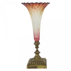 Pair of French Victorian Cranberry Swirl Glass Vases - 4655654
