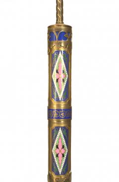Pair of French Victorian Enamel Column Table Lamps - 4635746