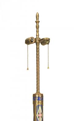 Pair of French Victorian Enamel Column Table Lamps - 4635748