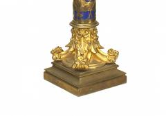 Pair of French Victorian Enamel Column Table Lamps - 4635749