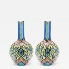 Pair of French Victorian Enameled Vases - 4250510