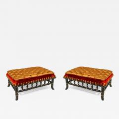 Pair of French Victorian Faux Bamboo Design Foot Stools - 668131