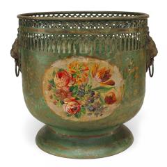 Pair of French Victorian Floral Tole Pots - 4322750