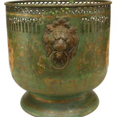 Pair of French Victorian Floral Tole Pots - 4322752