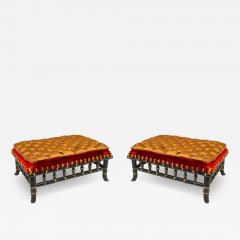 Pair of French Victorian Gold and Red Foot Stools - 4717876