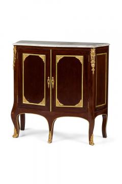 Pair of French Victorian Mahogany and Brass Marble Top Commodes - 4170451