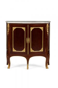 Pair of French Victorian Mahogany and Brass Marble Top Commodes - 4170452