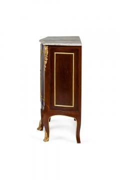 Pair of French Victorian Mahogany and Brass Marble Top Commodes - 4170453