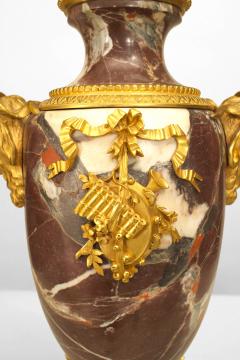 Pair of French Victorian Neoclassical Levanto Marble Urns - 4198513