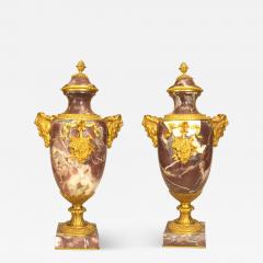 Pair of French Victorian Neoclassical Levanto Marble Urns - 4250377