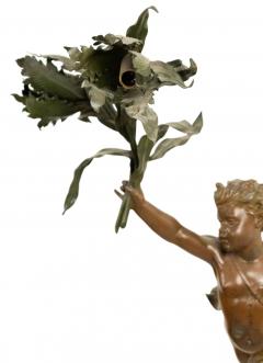 Pair of French Victorian Patinated Brass Cupid Wall Sconces - 4629234