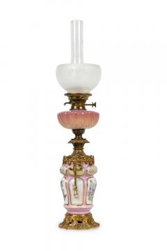 Pair of French Victorian Pink Sevres Porcelain Oil Lamps - 4631665