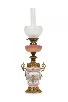 Pair of French Victorian Pink Sevres Porcelain Oil Lamps - 4631666