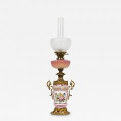 Pair of French Victorian Pink Sevres Porcelain Oil Lamps - 4649623