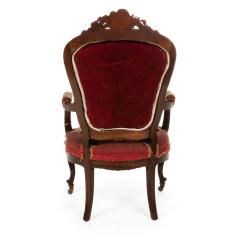 Pair of French Victorian Red Floral Armchairs - 4631122