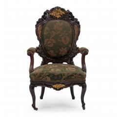 Pair of French Victorian Rosewood Arm Chairs - 1401878