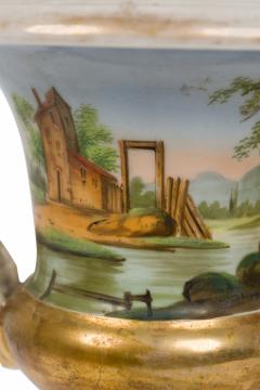 Pair of French Victorian Sevre Compagna Gilt and Painted Porcelain Urns - 4657620