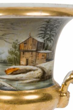 Pair of French Victorian Sevre Compagna Gilt and Painted Porcelain Urns - 4657621