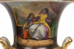 Pair of French Victorian Sevre Compagna Gilt and Painted Porcelain Urns - 4657623