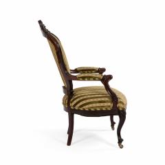 Pair of French Victorian Striped Velvet Arm Chairs - 1402044