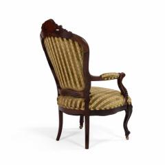 Pair of French Victorian Striped Velvet Arm Chairs - 1402045