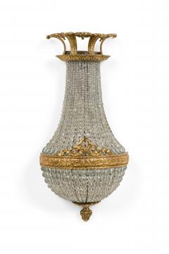 Pair of French Victorian Style Bronze and Crystal Wall Lights Sconces - 4170926
