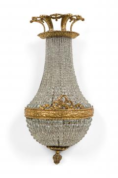 Pair of French Victorian Style Bronze and Crystal Wall Lights Sconces - 4170927