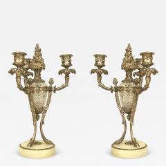 Pair of French Victorian Style Bronze and Glass Candelabras - 4250342