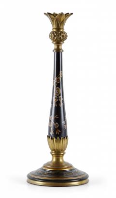 Pair of French Victorian Style Bronze and Hand Painted Floral Patterned Wood Can - 4674402